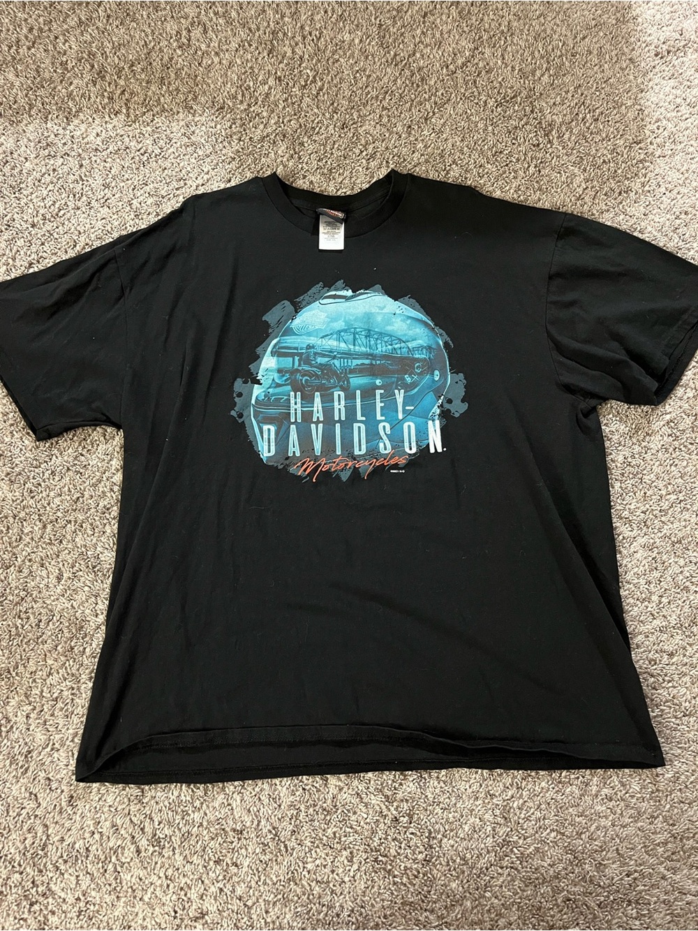 Harley Davidson Graphic T-Shirt Men's Size XXL Black Motorcycle Helmet Bridge T